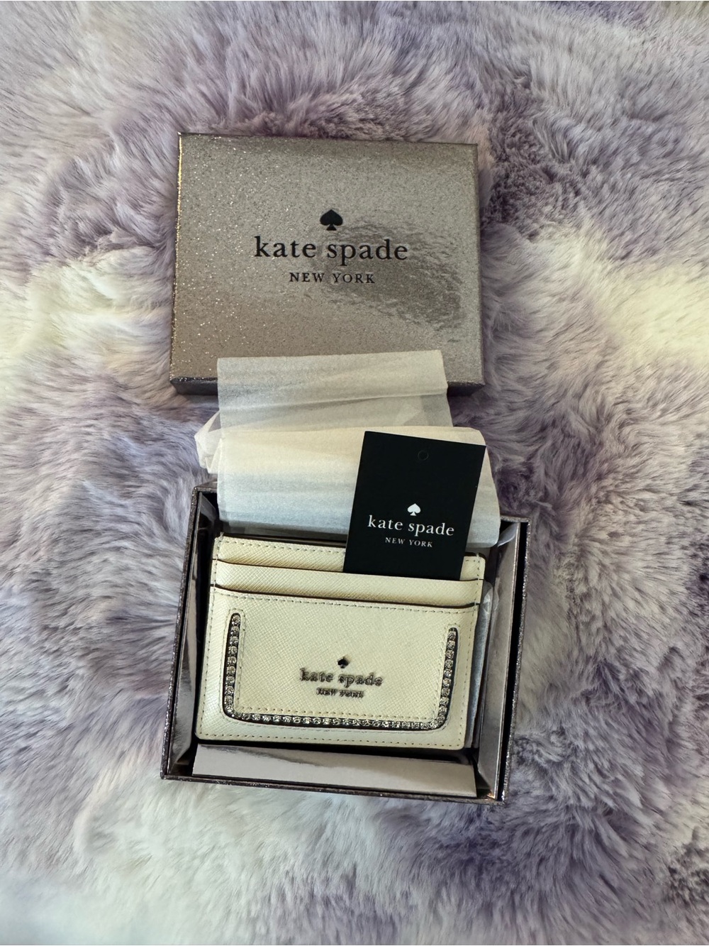Kate Spade Madison Faux Crystal Card Holder with Crystal Trim